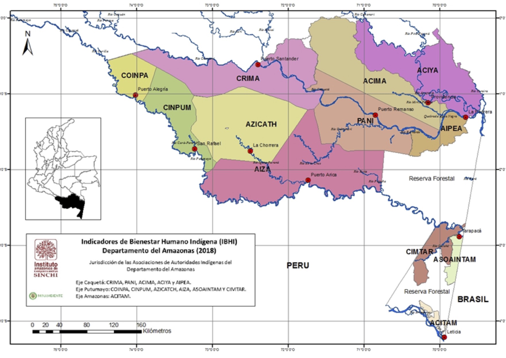 Figura 55. Localización de las AATI en el departamento del Amazonas