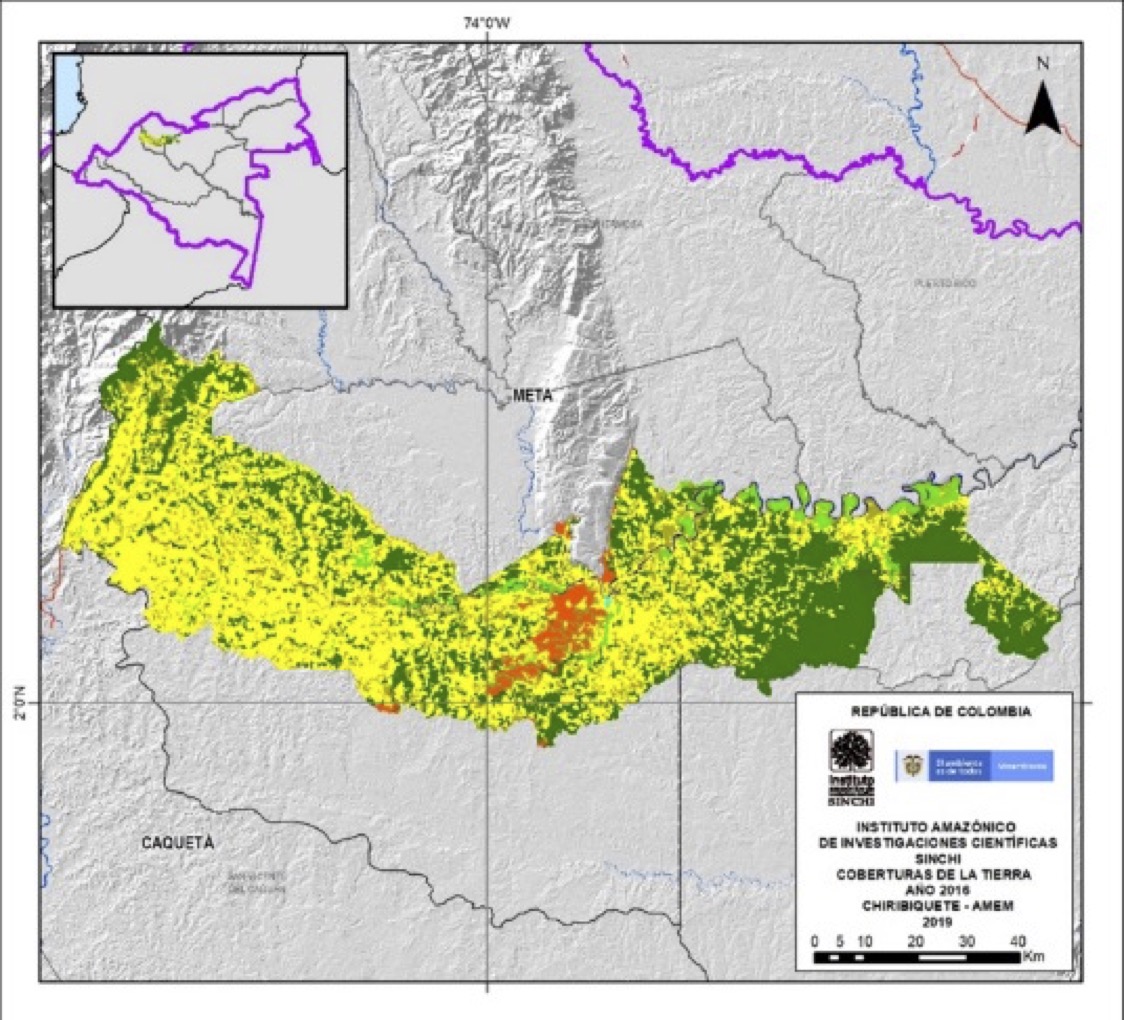 Figura 62a. Coberturas de la tierra año 2016 Corredor Chiribiquete – AMEM
