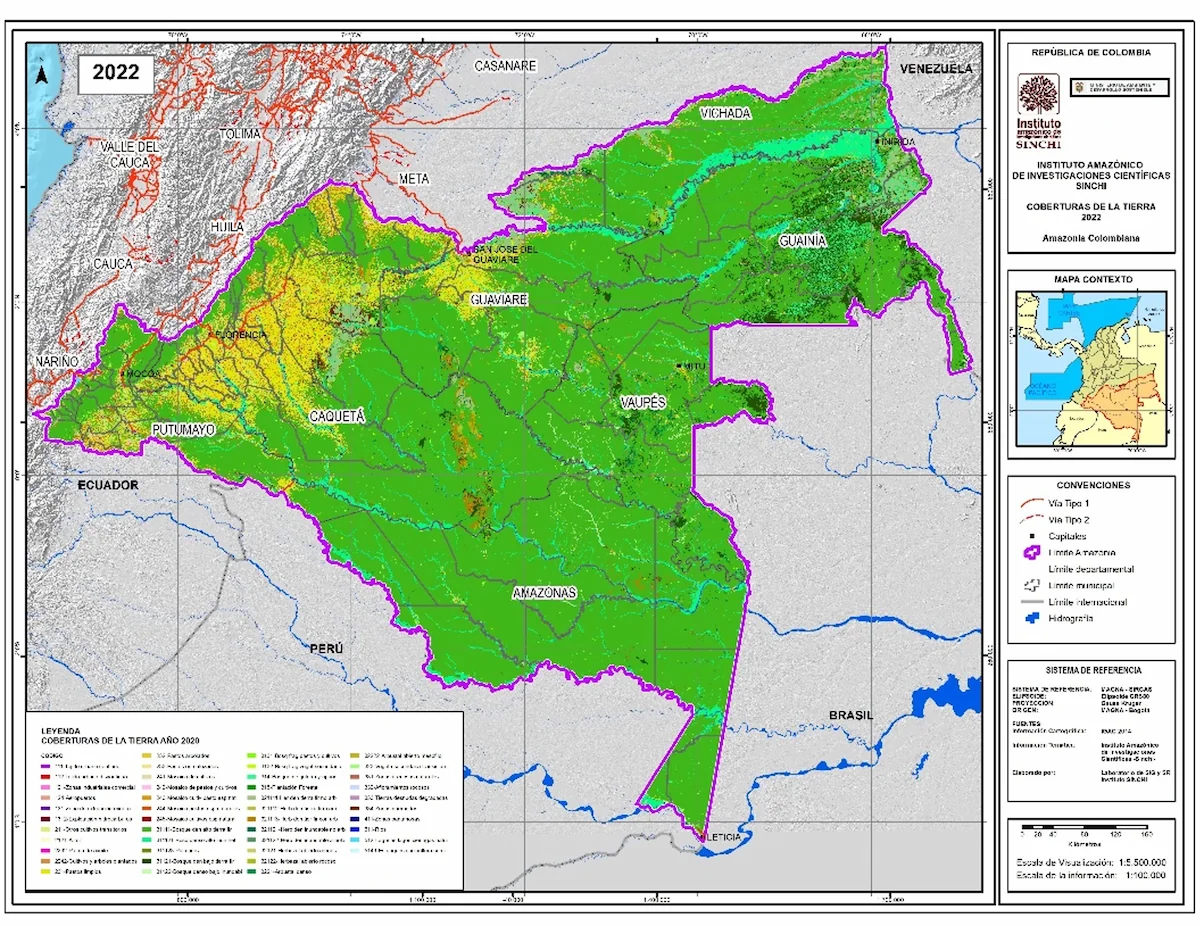 Figura 1. Mapa coberturas de la tierra 2022 Amazonia colombiana