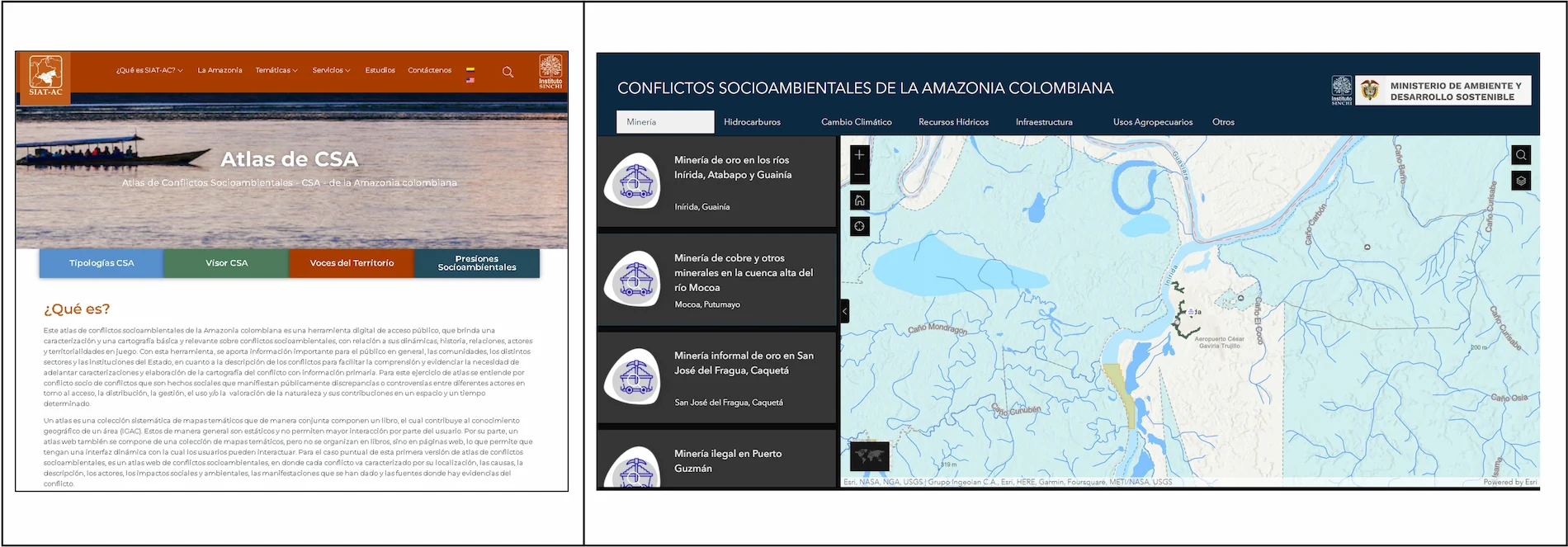 Figura 2 Atlas de conflictos socioambientales. Fuente: Sinchi, 2022